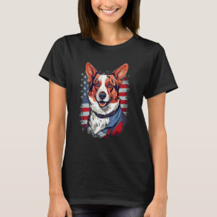4th Of July US Flag Cardigan Welsh Corgi Dog 3 T-Shirt