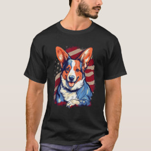 4th Of July US Flag Cardigan Welsh Corgi Dog T-Shirt