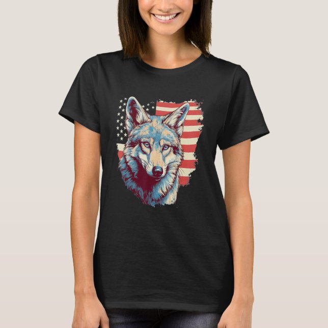 4th Of July US Flag Coyote T-Shirt (Front)