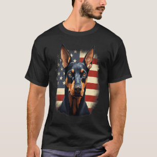 4th Of July US Flag Doberman Pinscher Dog T-Shirt