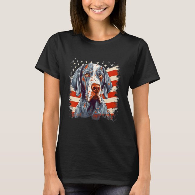 4th Of July US Flag English Pointer Dog T-Shirt (Front)