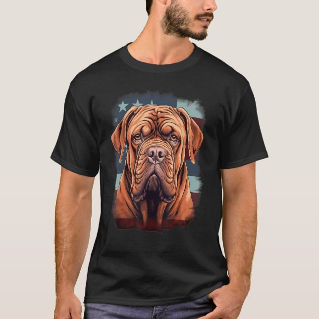 4th Of July US Flag French Mastiff Dog T-Shirt (Front)