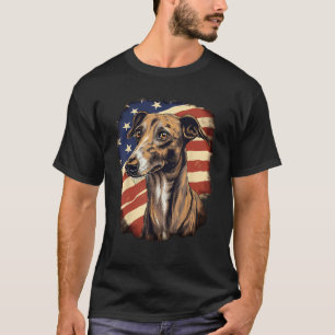 4th Of July US Flag Greyhound Dog 2 T-Shirt