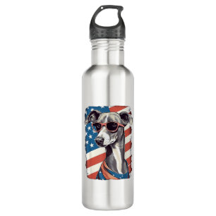 4th Of July US Flag Italian Greyhound Dog  710 Ml Water Bottle