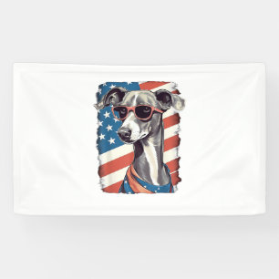 4th Of July US Flag Italian Greyhound Dog  Banner