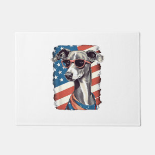4th Of July US Flag Italian Greyhound Dog  Doormat