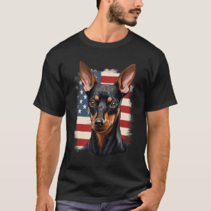 4th Of July US Flag Miniature Pinscher Dog 1 T-Shirt