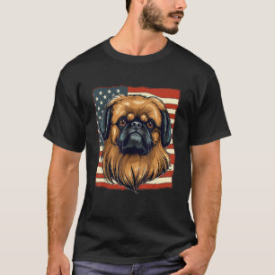 4th Of July US Flag Pekingese Dog T-Shirt