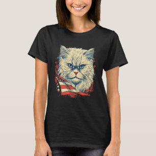 4th Of July US Flag Persian Cat T-Shirt