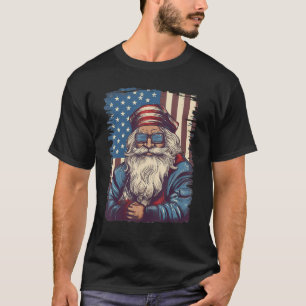 4th Of July US Flag Santa Claus 1 T-Shirt