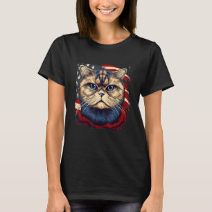 4th Of July US Flag Scottish Fold Cat T-Shirt