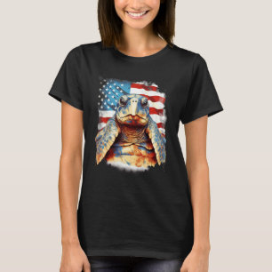 4th Of July US Flag Sea Turtle 1 T-Shirt