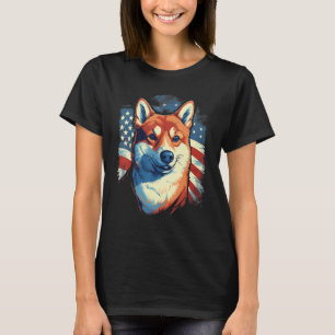 4th Of July US Flag Shiba Inu Dog T-Shirt