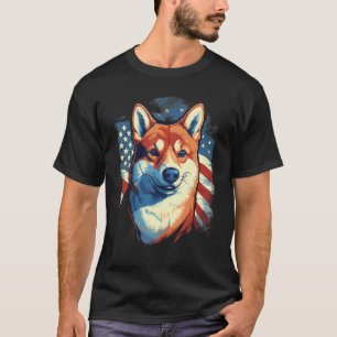 4th Of July US Flag Shiba Inu Dog T-Shirt