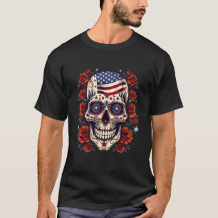 4th Of July US Flag Sugar Skull T-Shirt
