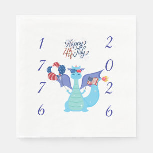 4th of July USA 250th Anniversary Party Dragon  Napkin