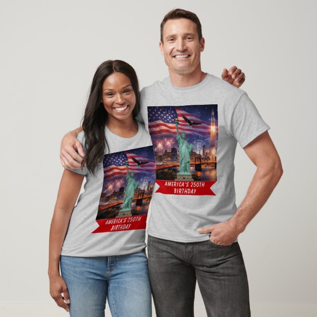 4th of July USA 250th Statue of Liberty Rocket T-Shirt (Unisex)