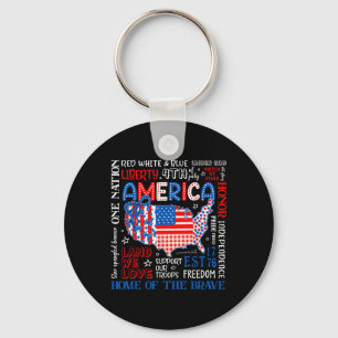 4th Of July Usa American Map Coquette Bow Patrioti Keychain