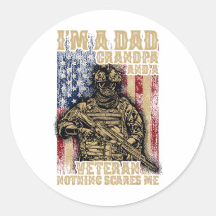 4th Of July Usa Flag I'm A Dad Grandpa And A Veter Classic Round Sticker