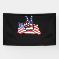4th Of July USA Flag Peace Sign Hand Patriotic