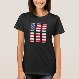 4th of July USA Flag Six Beer Cans Drinking T-Shirt