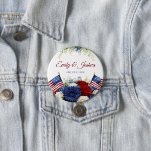 4th of July USA Flag Wedding 3 Inch Round Button