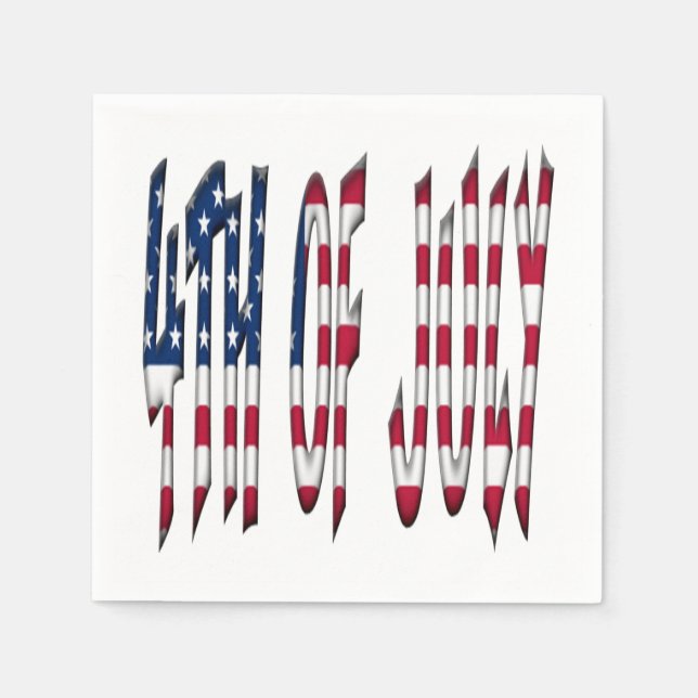 4th of July USA Independence Day Stars Typography Napkin (Front)