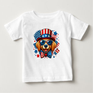 4th of July USA Patriotic Dog Independence Day Baby T-Shirt