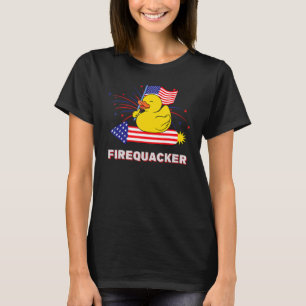 4th Of July Usa Patriotic Firecracker Rubber Duck T-Shirt