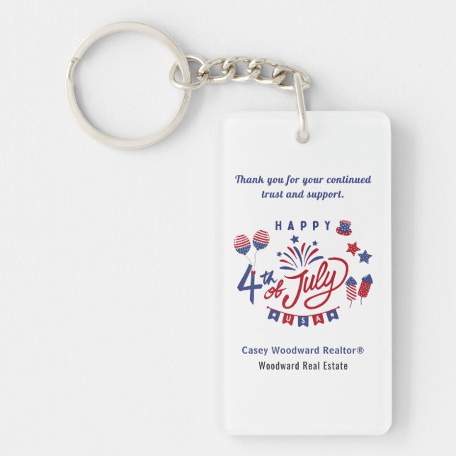 4th of July USA | Realtor Marketing Appreciation  Keychain (Front)