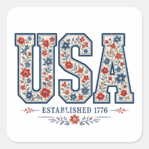 4th of July USA Square Sticker