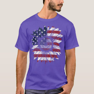 4th Of July USA Sunflower Patriotic American Flag T-Shirt