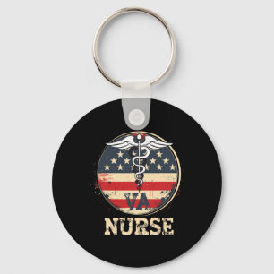 4th Of July Va Nurse Flag Wings Appreciation Nurse Keychain