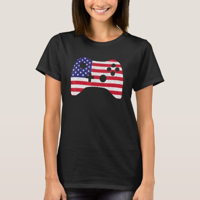 4th Of July Video Game American Flag Video Game Co T-Shirt (Front)