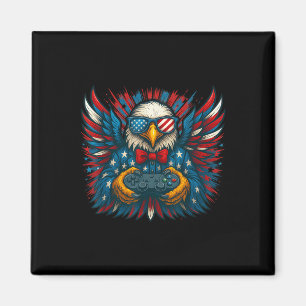 4th Of July Video Game Bald Eagle American Flag Bo Magnet