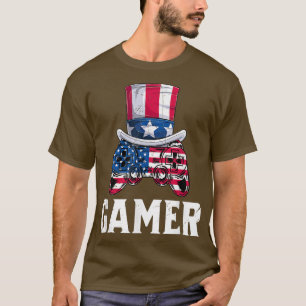 4th Of July Video Game Controller Gamer USA Flag T-Shirt