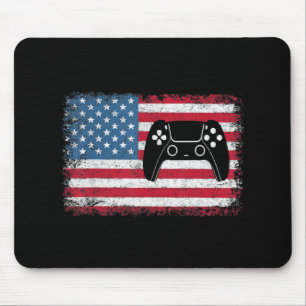 4th Of July Video Game Gamer Kids Boys Men USA Mouse Pad