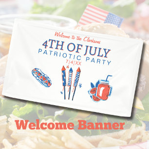 4th of July Vintage Fireworks Patriotic Party  Banner