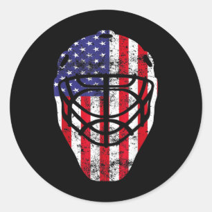 4th of July Vintage Hockey Goalie Mask American Fl Classic Round Sticker