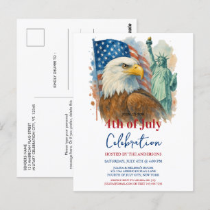 4th Of July watercolor Eagle Patriotic Party Postcard