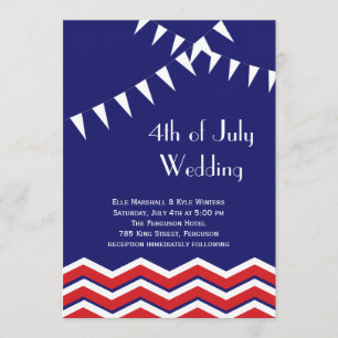 4th of July Wedding Invitation - Chevrons & Flags