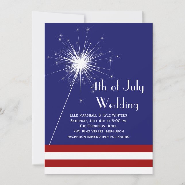 4th of July Wedding Invitation with Stripes (Front)