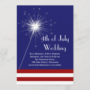 4th of July Wedding Invitation with Stripes