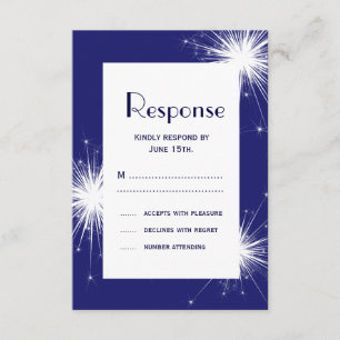4th of July Wedding RSVP (blue) Card