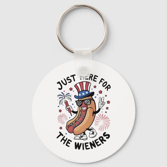 4th Of July Wieners USA American flag Patriotic  Keychain (Front)