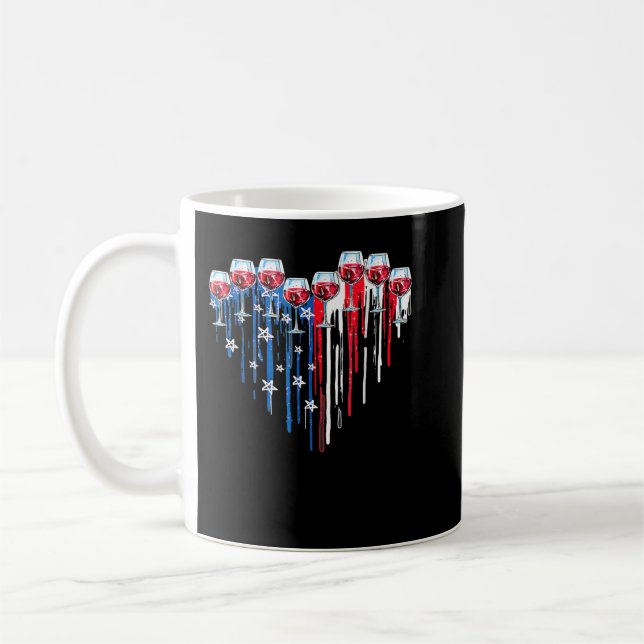 4th Of July Wine Glasses Heart American Flag Patri Coffee Mug (Left)