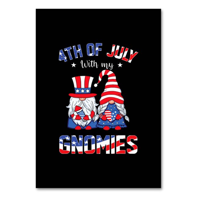 4th Of July With My Gnomies Patriotic Gnome Table Number (Front)