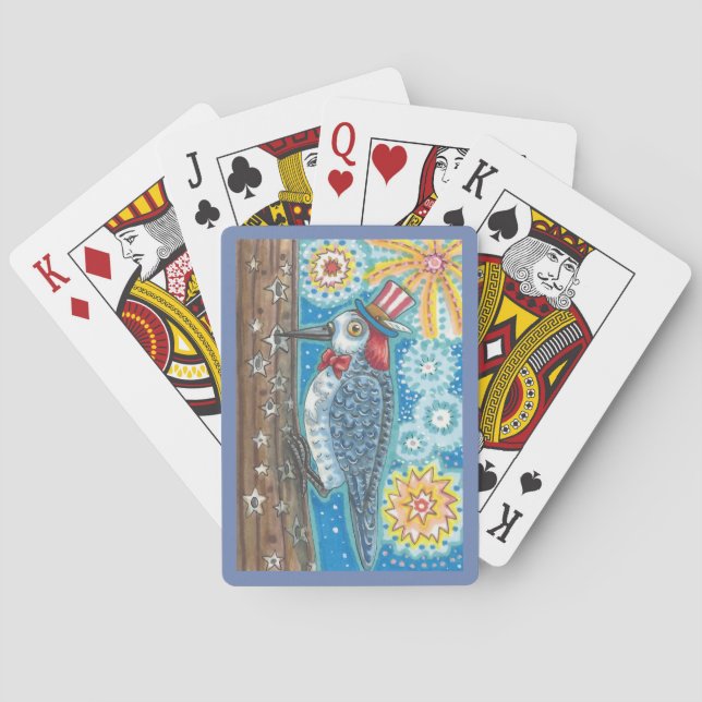4TH OF JULY WOODPECKER BICYCLE PLAYING CARDS (Back)