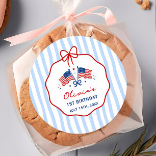 4th Of Patriotic Theme Birthday Classic Round Sticker