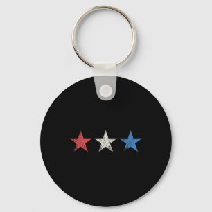 4th Red White Blue Stars Cute Usa Patriotic Americ Keychain